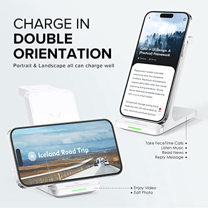 3 in 1 Fast Wireless Charging Station for Multiple Apple Devices - color: White