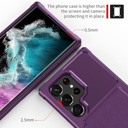 Wallet Case for Samsung Galaxy S22 Ultra, Compatible with Magnetic Car Mount, Heavy Duty Shockproof Rugged Soft TPU Back Leather Flip Credit Card Holder Cover 6.8 inch, Purple - color: Purple, size: Samsung Galaxy S22 Ultra