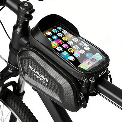 Waterproof Hard Shell Bike Frame Bag, Touch Screen Phone Holder Bag, MTB Cycling Storage Bag,Gift for Dad/Men