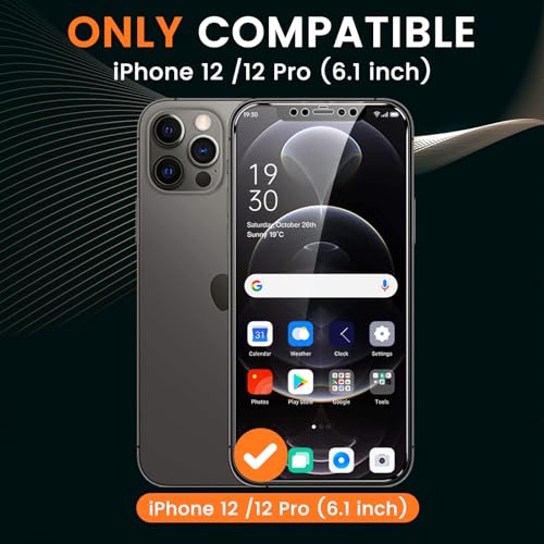 2 Pack for iPhone 12/12 Pro 4 Way 360° Privacy Screen Protector, Horizontal and Vertical All Around Anti-Spy 9H Tempered Glass Film, Scratch Resistant, Zero Bubbles, Face ID Sensitive - size: iPhone 12/12 Pro