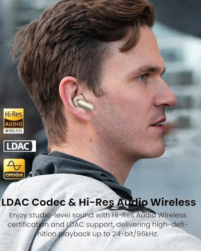 TOZO NC20 Pro Active Noise Cancelling Wireless Earbuds, Smart LCD Screen - color: Titanium Gold