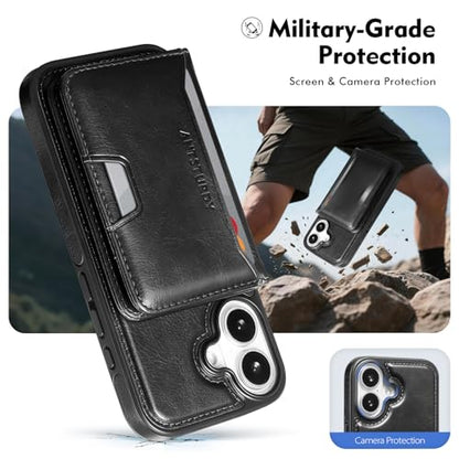 Antsturdy Compatible with MagSafe iPhone 17 Wallet Case,Black | 2 in 1 Detachable Magnetic,Credit Card Holder Slots,RFID Blocking,PU Leather,Kickstand,Flip Folio Phone Cover for Men & Women - color: Black, size: iPhone 17 - 6.3"