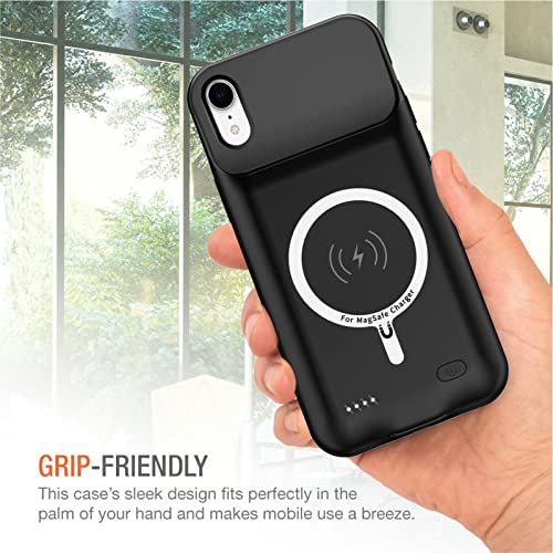 Battery Wireless Charging Case for iPhone XR, 10000mAh High Capacity Portable Rechargeable Protective Case Wireless Charging Compatible with iPhone XR (6.1 inch) Extended Battery Charger Cover (Black) - size: iPhone XR