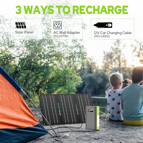 Portable Power Bank with AC Outlet, 65W External Battery Pack Backup - color: Green Grey