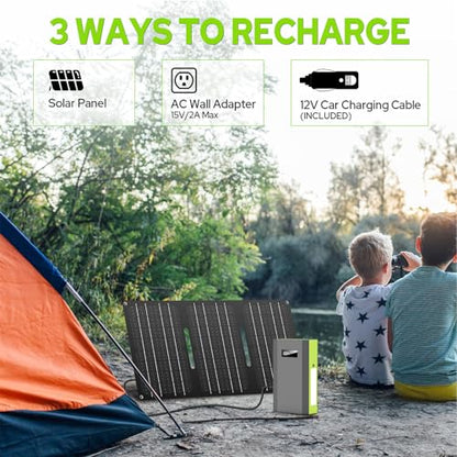 Portable Power Bank with AC Outlet, 65W External Battery Pack Backup - color: Green Grey