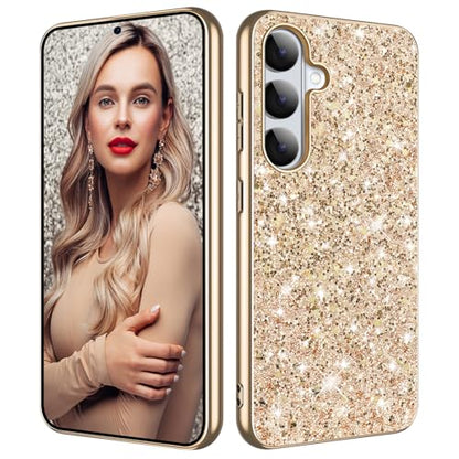 Galaxy S26 Glitter Case for Samsung Galaxy S26 5G Phone Case for Women Girls, Slim Ultra Thin Matte Back Shockproof Full Body Protective Cover for Samsung S26 5G, Crystal Bling Case, 2026 (Gold) - color: Gold