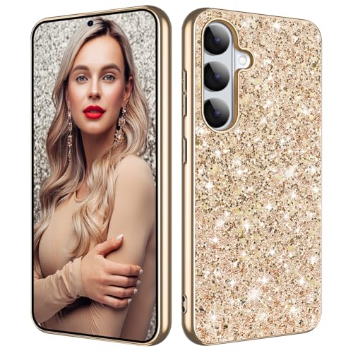 Galaxy S26 Glitter Case for Samsung Galaxy S26 5G Phone Case for Women Girls, Slim Ultra Thin Matte Back Shockproof Full Body Protective Cover for Samsung S26 5G, Crystal Bling Case, 2026 (Gold) - color: Gold