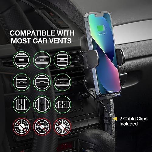 Scosche UQ3WDV-SP Windshield/Dashboard/Vent Qi-Certified 15W Wireless Charging Universal Cell Phone Car Mount, Adjustable Hands-Free Cell Phone Holder with Stick Grip, Black - style: Windshield / Dash / Vent