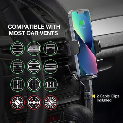 Scosche UQ3WDV-SP Windshield/Dashboard/Vent Qi-Certified 15W Wireless Charging Universal Cell Phone Car Mount, Adjustable Hands-Free Cell Phone Holder with Stick Grip, Black - style: Windshield / Dash / Vent