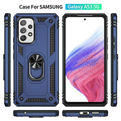 for Samsung A53 5G Case, Galaxy A53 5G Case with HD Screen Protector, [Military Grade 16ft. Drop Tested] Ring Shockproof Protective Phone Case for Samsung Galaxy A53 5G,Blue - color: Samsung Galaxy A53 5G Case Blue