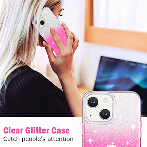 JJGoo Compatible with iPhone 13 Case, Glitter Soft TPU Shockproof Protective Bumper Cover, Sparkle Bling Sparkly Cute Slim Women Girls Phone Case for iPhone 13, 6.1inch, Gradient Glitter Pink - color: Gradient Pink