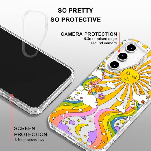 MOSNOVO Case for Samsung Galaxy S24 FE, [Buffertech 6.6ft Military-Grade Drop Protection] [Anti Peel Off Tech] Clear TPU Bumper Phone Case Cover Design - 70's Psychedelic Groovy Art - color: Clear - 70's Psychedelic Groovy Art, size: Samsung Galaxy S24 FE