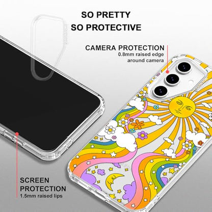MOSNOVO Case for Samsung Galaxy S24 FE, [Buffertech 6.6ft Military-Grade Drop Protection] [Anti Peel Off Tech] Clear TPU Bumper Phone Case Cover Design - 70's Psychedelic Groovy Art - color: Clear - 70's Psychedelic Groovy Art, size: Samsung Galaxy S24 FE