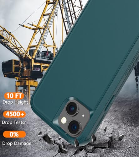 Diverbox for iPhone 15 Pro Case [Shockproof] [Dropproof] [Tempered Glass Screen Protector ],Heavy Duty Protection Phone Case Cover for Apple iPhone 15 Pro 6.1 inch (Dark Green) - color: Dark Green