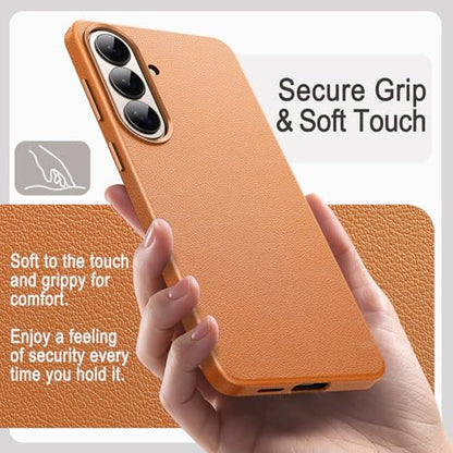 JETech Vegan Leather Case for Samsung Galaxy S26, Brown | Compatible with MagSafe, Anti-Slip Grip Phone Cover, Metal Button, Soft Microfiber Lining - color: Brown, size: Galaxy S26
