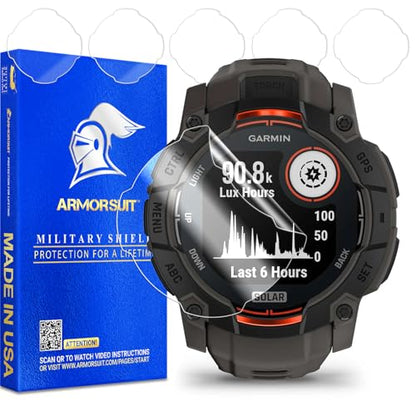 ArmorSuit 6 Pack for Garmin Instinct 3 50mm AMOLED/Solar Screen Protector MilitaryShield HD Clear TPU Film - Made in USA - size: Instinct 3 (50mm)