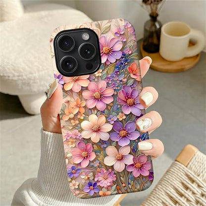 Case for iPhone 13 Pro,Drop Protection Hybrid 2-Layer Hard Phone Cover-Botanical Pastel Spring Wildflower - color: Botanical Pastel Spring Wildflower, size: iPhone 13 Pro