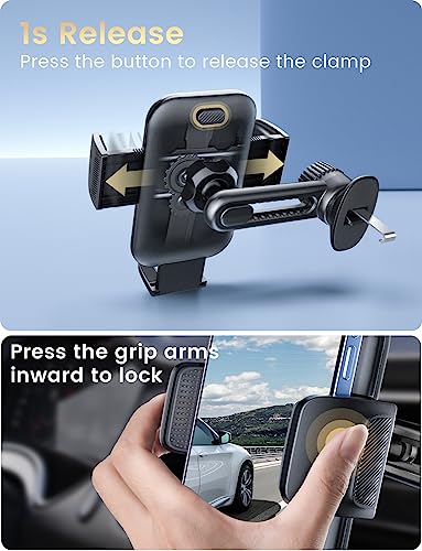 2026 Car Phone Holder [Never Blocking Vent] with Wide Clamp - color: Black