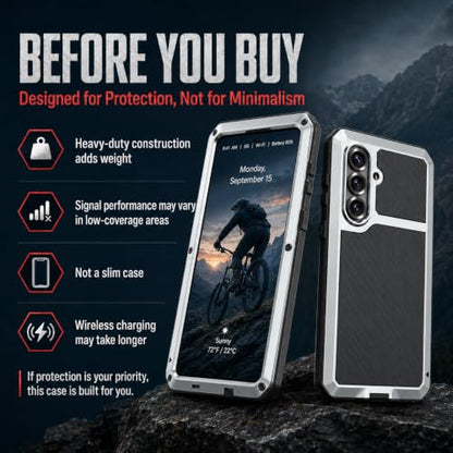 Metal Case for Samsung Galaxy S26 Case 6.3",Full Body Protective Cover Heavy Duty Shockproof [Tough Armour] Aluminum Alloy Case with Silicone Built-in Screen Protector - Silver - color: Silver