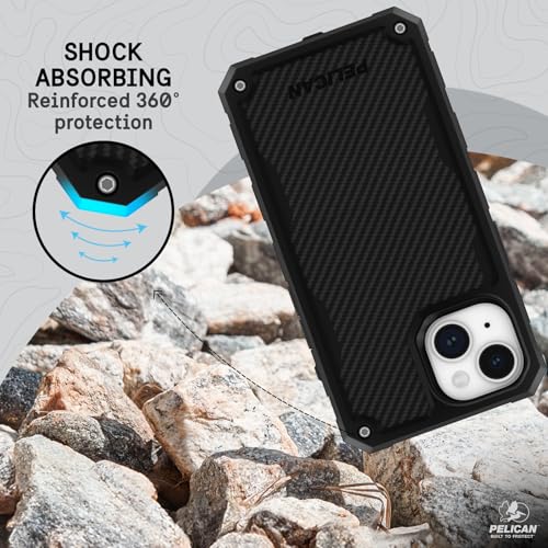Pelican Shield Series - iPhone 13/14 Case 6.1" [Compatible with MagSafe] [21ft Military Grade Drop Protection] Rugged, Magnetic Charging Phone Case Cover with Belt Clip Holster Kickstand - Black - color: Shield Black, size: iPhone 13/14