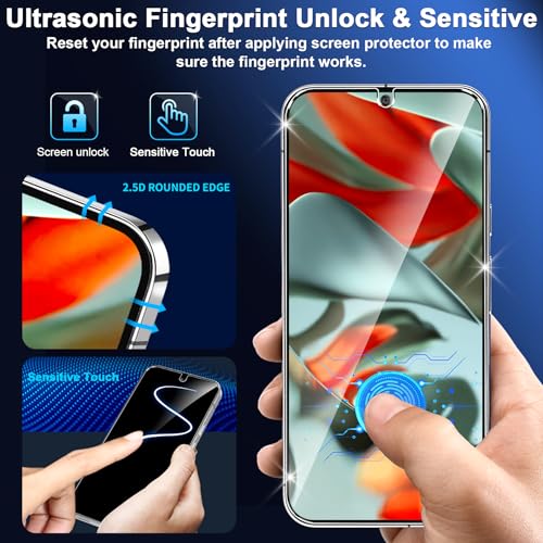 letosan 3 Pack for Google Pixel 9 Pro Screen Protector Tempered Glass + 3 Pack Camera Lens Protector, Military Grade Shatterproof, 9H Hardness, Fingerprint Unlock,Case Friendly 6.3 Inch - size: Pixel 9 Pro 6.3 Inch