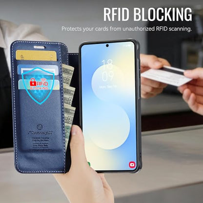 for Galaxy S24 Plus Slim Wallet Case Wireless Charging, Deep Blue - color: Deep Blue, size: Samsung Galaxy S24 Plus