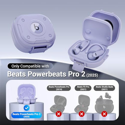 PROfezzion for Beats Powerbeats Pro 2 Case Cover with Lock, Heavy Duty - color: Hyper Purple