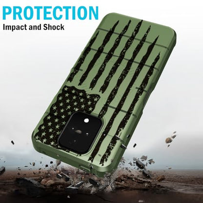 Case and Holster Combo for Sonim XP Pro 5G - Army Green Rugged USA Flag | Compatible with MagSafe, Magnetic, Rugged Cover, Enhanced Grip, with Belt Clip Holder, Ratchet Rotation - color: USA Flag