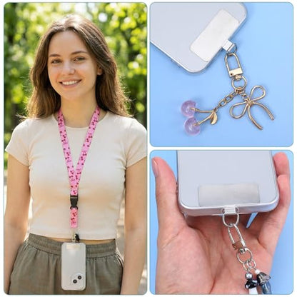 20 Pcs Stainless Steel Phone Lanyard Tab Phone Tether Tab Universal Metal Cellphone Lanyard Patch Ultra Thin Cellphone Case Insert for Most Smartphone Cases