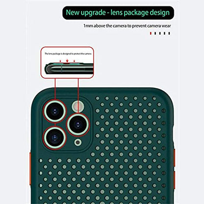 Heat Dissipation Case Compatible with iPhone 14 Pro Max Plus 13 Pro Max Mini, Breathable Cooling Hollow Cellular Hole Full Back Camera Lens Protection(Army Green, for iPhone 14 Pro) - color: Army Green, size: iPhone 14 Pro