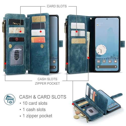 Google Pixel 10 Pro XL 5G Wallet Case with Card Holder,Blue - color: Blue, size: Pixel 10 Pro XL 6.8 Inch