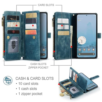 Google Pixel 10 Pro XL 5G Wallet Case with Card Holder,Blue - color: Blue, size: Pixel 10 Pro XL 6.8 Inch