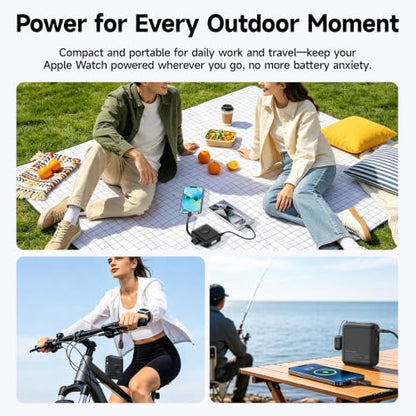 20000mAh Magnetic Power Bank for Apple Watch, 22.5W PD Fast Charging - color: Black