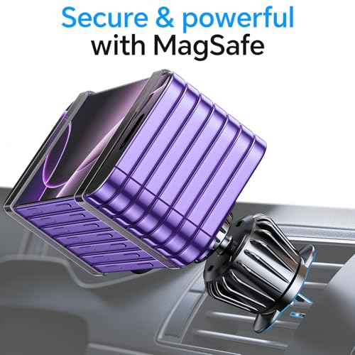 for iPhone Magsafe car Mount【20 Strong Magnets】Magnetic Phone Holder for Car Dashboard【360° Rotation】Hands Free Car Phone Holder Mount Dash Fit iPhone 15 14 13 12 Pro Max Plus MagSafe Car Accessories - color: Black