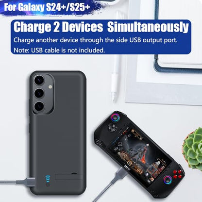 [Upgraded Battery Case for Samsung Galaxy S25+ / S24+, 5000mAh Rechargeable Extended Battery Charging Charger Case, Add 100% Extra Juice (6.7 Inches) Black