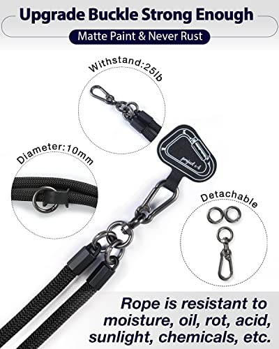 Cell Phone Lanyard ×1, Tether Tab ×2, Universal Adjustable Phone Strap, Crossbody, Neck Phone Lanyard, Rope Strap - color: Black
