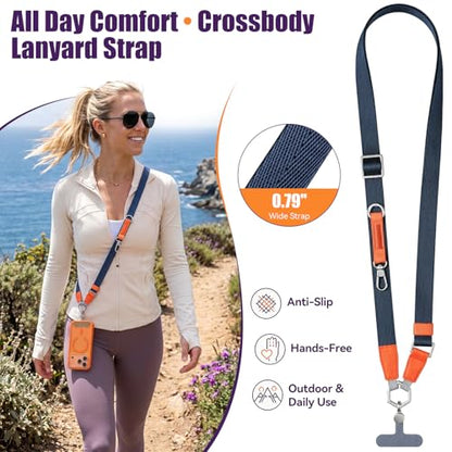 Phone Lanyard Crossbody, Adjustable Anti-Theft Neck Strap, - color: Blue