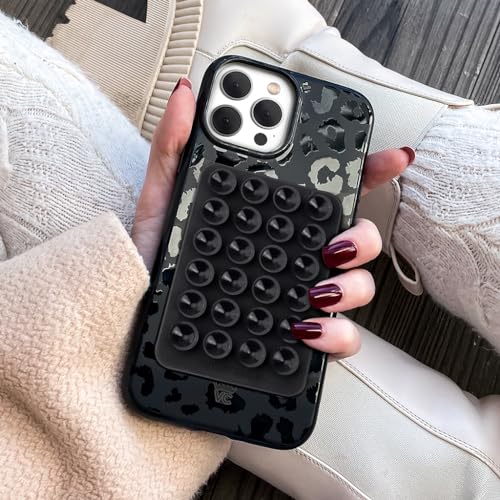 Velvet Caviar Suction Cup Phone Case Mount Compatible with MagSafe Devices Only - Magnetic Silicone Sticky Phone Grip Holder for iPhone Back of Phone - Mirror Gripper (Black) - color: Black