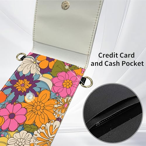 for Women Cell Phone Purse,with Touchscreen Cell Phone Purse,PU Leather Shoulder Bag Waterproof Phone Wallet Case with Clear Touch Screen Window up to 6.7 inch Smartphone, - color: Flowers -130
