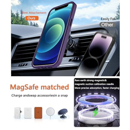Magnetic iPhone 12/12Pro case,Compatible with Magsafe, Military-Grade Protection,Slim Translucent Matte Shockproof with Anti-Scratch Anti-Fingerprint Phone Cover (deep purple, iPhone 12/12Pro) - color: Deep Purple, size: iPhone 12/12Pro