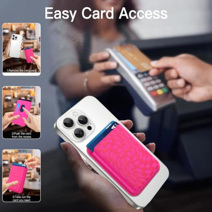 Compatible with MagSafe Wallet, Cute Checkered Pattern, Hot Pink - color: Hot Pink Checkered