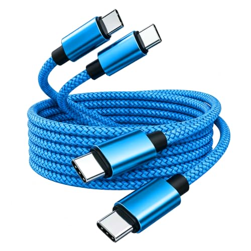 USB C to C Cable 60W 10ft 2-Pack Nylon Braided for iPhone 17/16/15 Blue - color: Blue, size: 10FT