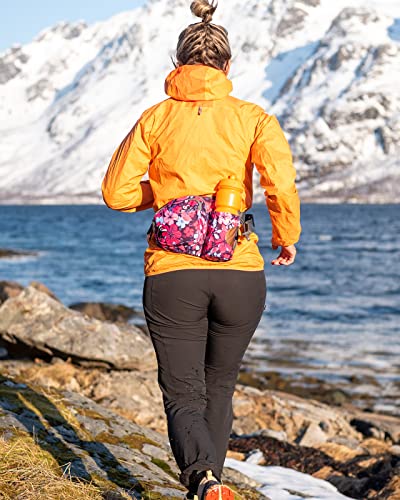 WATERFLY Fanny Pack Waist Bag: Waist Pack for Women Men with Water Bottle Holder Hiking Fanny Pack for Running Walking DogWalking Travel Cycling - color: Rose red flower
