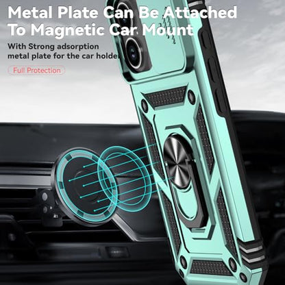 for iPhone 17 Case, with Slide Camera Cover HD Screen Protector [Military Grade 16ft. Drop Tested] Ring Holder Kickstand Protective Phone Case for Apple iPhone 17, Dark Green - color: Dark Green w/ Slide Camera 2nd gen. Military Grade