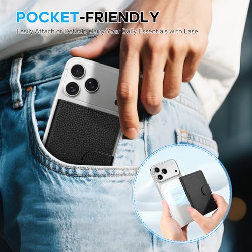 SHIELDON Genuine Leather for Magsafe Wallet, Pebbled Black - color: Pebbled Black