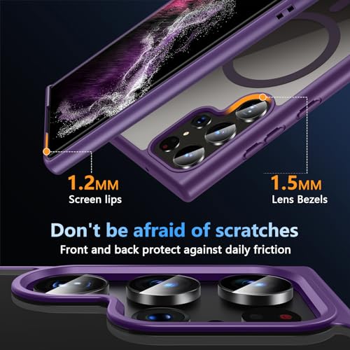 Hensinple for Samsung Galaxy S22 Ultra Case Magnetic, Galaxy S22 Ultra Phone Case [Compatible with Magsafe] Wireless Charging Translucent Back Shockproof Cover Case 6.8 Inch, Purple - color: Purple-S22 Ultra, size: Galaxy S22 Ultra 6.8 inch