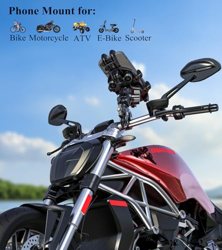 BRCOVAN Anti-Shake Motorcycle Phone Mount Holder with Vibration Dampener