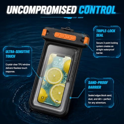 Sinkry Waterproof Phone Pouch Holder Underwater Dry Bay Case Outdoor Sports for Swimming Diving Floating Black
