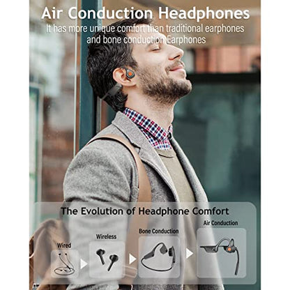 MONODEAL Bone Conduction Headphones with Mic,Open Ear Headphones Wireless Bluetooth 5.1/Mute Function/Multi-Point Capable,Air Conduction Headset with Noise Canceling Mic,for Driving Home Office