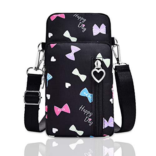 BIAOTIE Lightweight Small Crossbody bags Cell Phone Purses Travel Pouch Shoulder Bag for Women - color: Black Bow